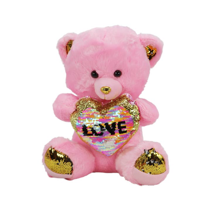 Cap Zone - Vente Peluche – enfant et bébé - Ours en peluche à sequins avec musique et LED - 38 cm5