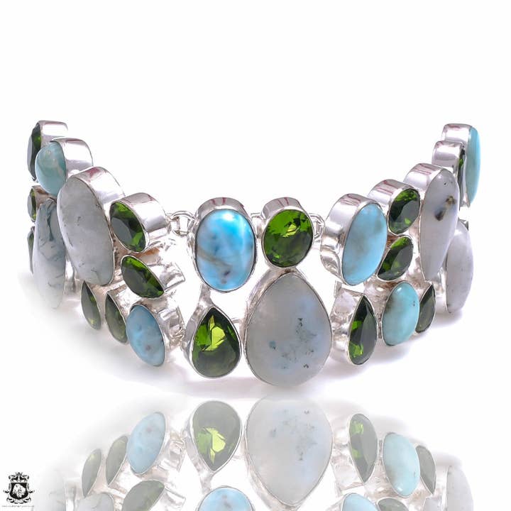 Moss Agate Larimar Peridot Armband B4082 för wholesale av SARAH DESIGNS JEWELRY