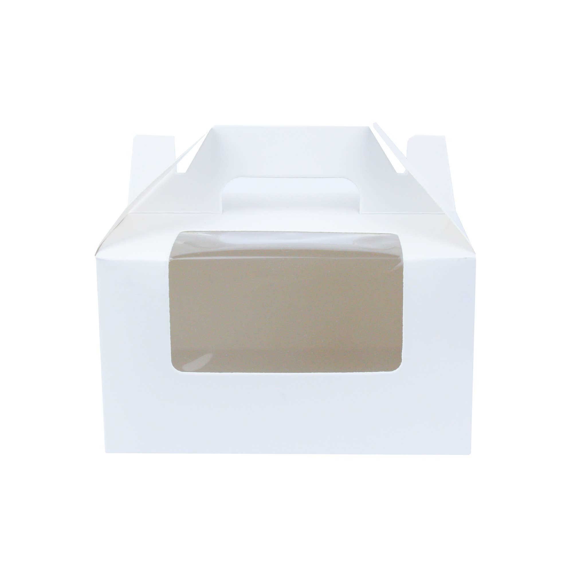 Emartbuy - Venta al por mayor Caja de regalo - Caja de papel kraft blanco con ventana transparente y asa, paquete de 120