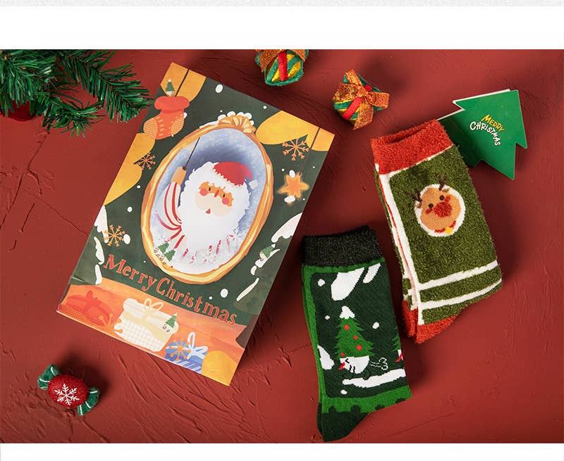 Sacchetto regalo - 3 paia Sacchetto regalo per 3 paia di calzini natalizi spessi e caldi di media lunghezza in vendita all'ingrosso su Faire