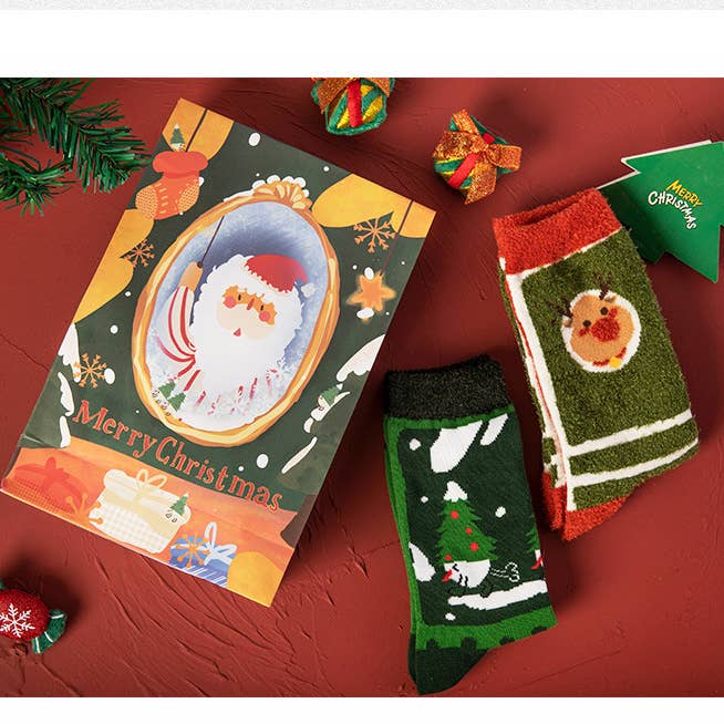 Sacchetto regalo - 3 paia Sacchetto regalo per 3 paia di calzini natalizi spessi e caldi di media lunghezza in vendita all'ingrosso su Faire0