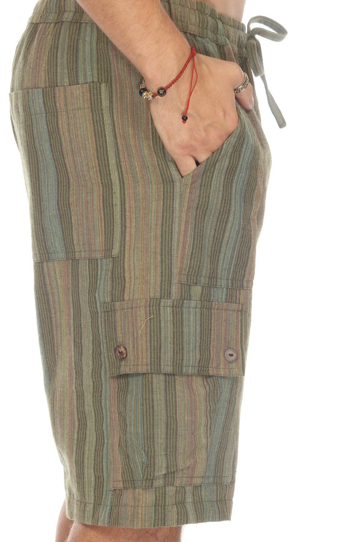 Lakhays Collection Inc. - Vendita all'ingrosso Pantaloncini (non jeans) - Uomo - Pantaloncini con tasca cargo in cotone a righe6