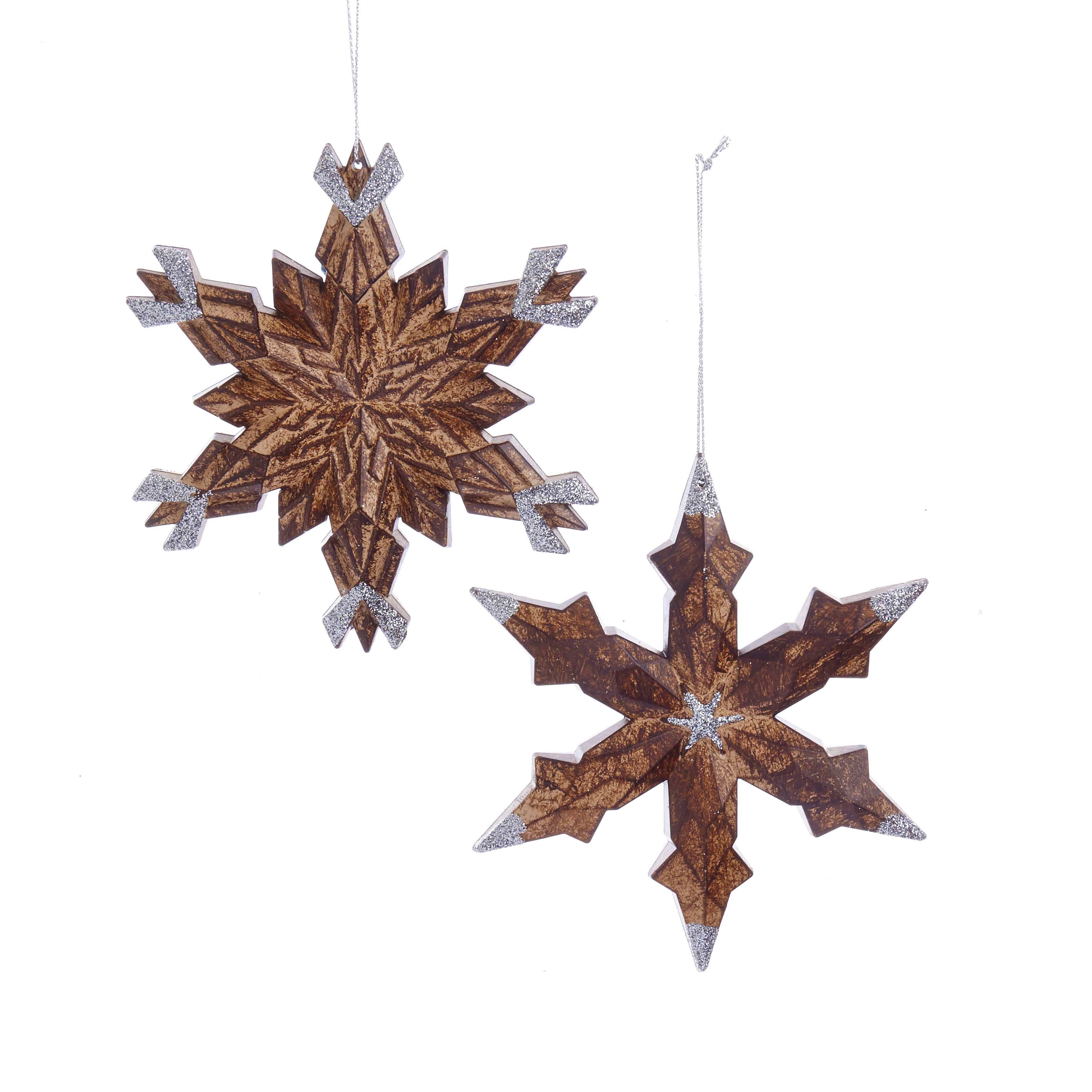Kurt S. Adler, Inc. - Wholesale Ornament Set - 5"PLASTIC BROWN SNOWFLAKE ORNAMENT 2/A0