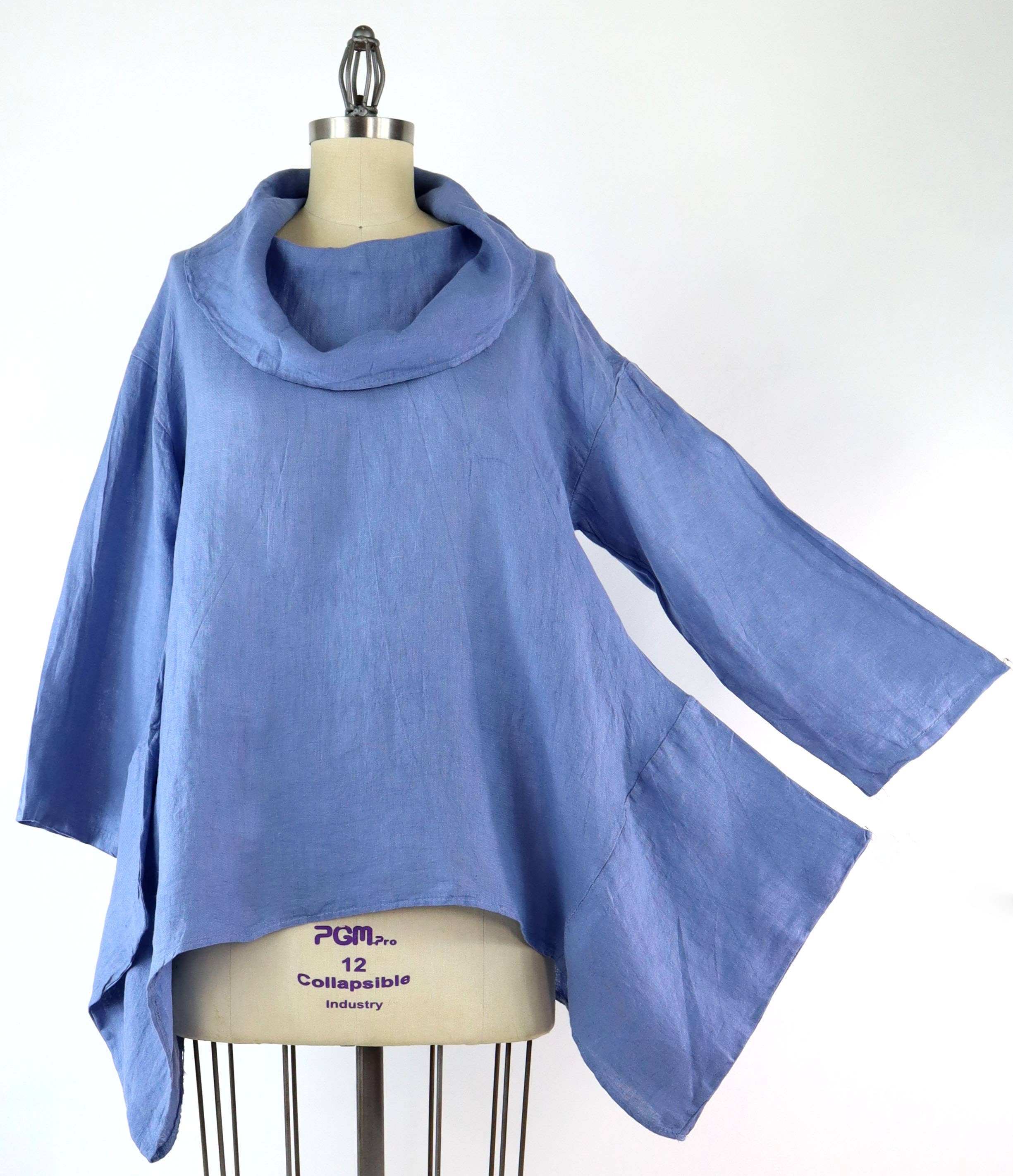 LINEN AND GAUZE - Wholesale Tunic - Women's - Cowl neck Linen Tunic, Oversized Cowl neck tunic, Linen Top7