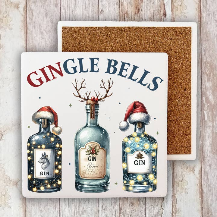 Sous-verre Gingle Bells Gin Stone de Noël pour la vente par Avery Lane Gifts