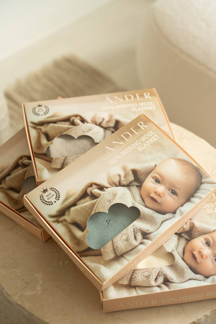 Ander - Vendita all'ingrosso Coperta - Bambini e neonati - Coperta per neonati in 100% lana Merino - Apollo - 75x100 cm Prodotto in PL7