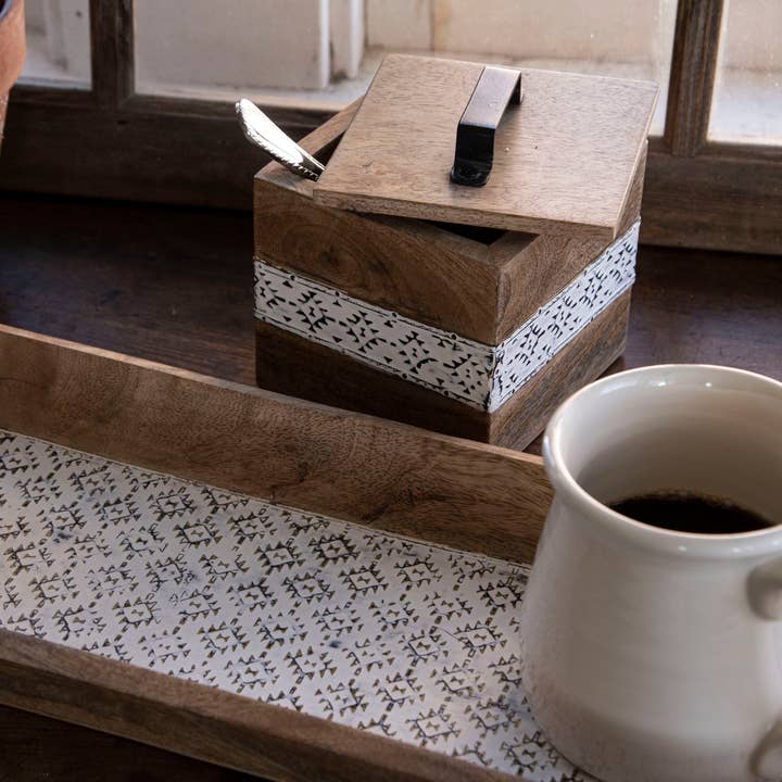 Amos Etched Southwest Wood Decorative Storage Tray for wholesale by Foreside Home & Garden