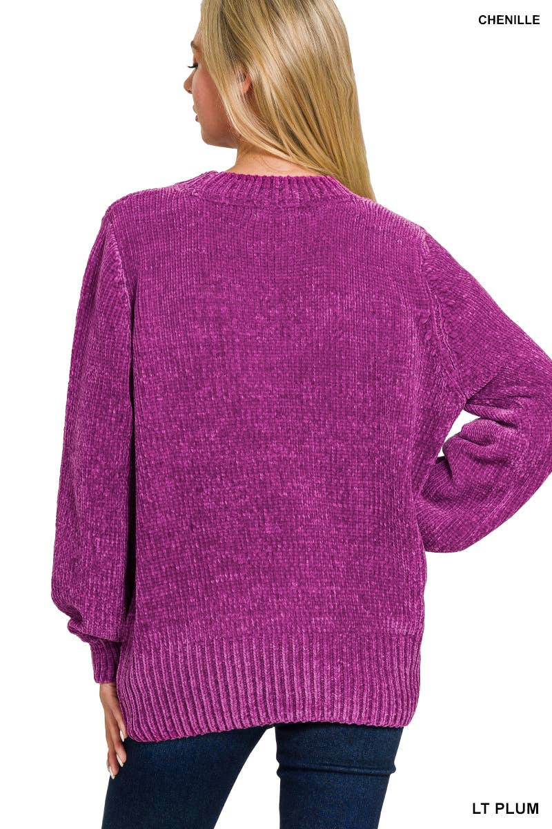 Vanilla Monkey - Wholesale Knit Sweater - Women's - Round Neck Balloon Sleeve Chenille Sweater8