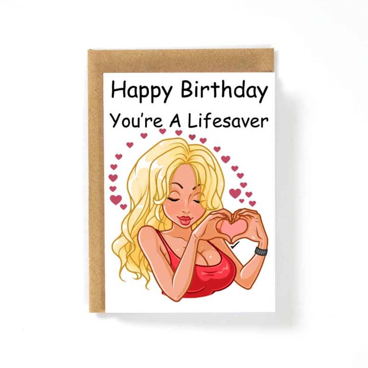 Baywatch You're A Lifesaver Hearts Happy Birthday Card for wholesale by HotAvocado.com