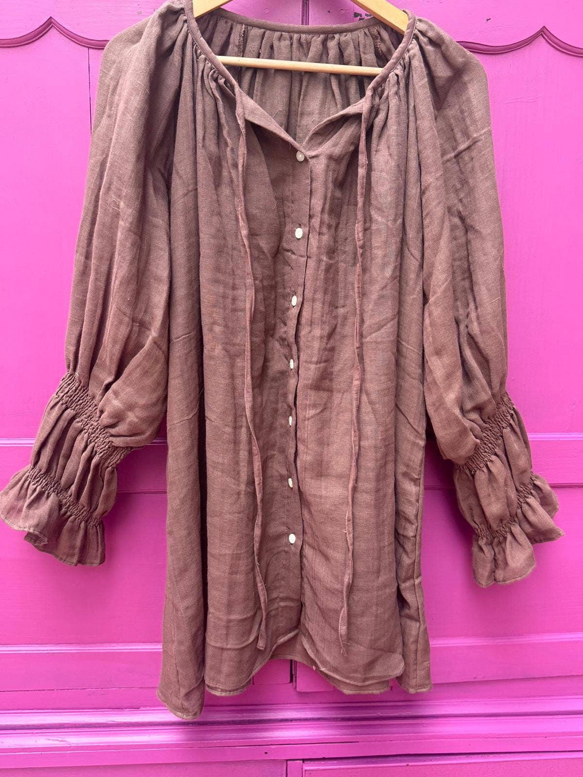 ToutVintage - Vendita all'ingrosso Camicetta - Donna - Blusa di cotone Marrone0