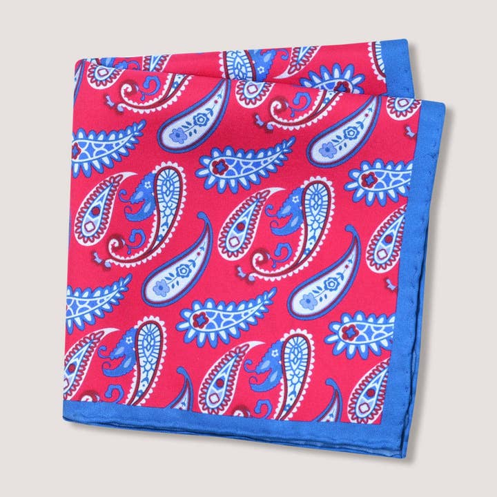 Brian Oak Limited – wholesale Pocket square – Men’s – Crimson Red Paisley Print Pocket Square