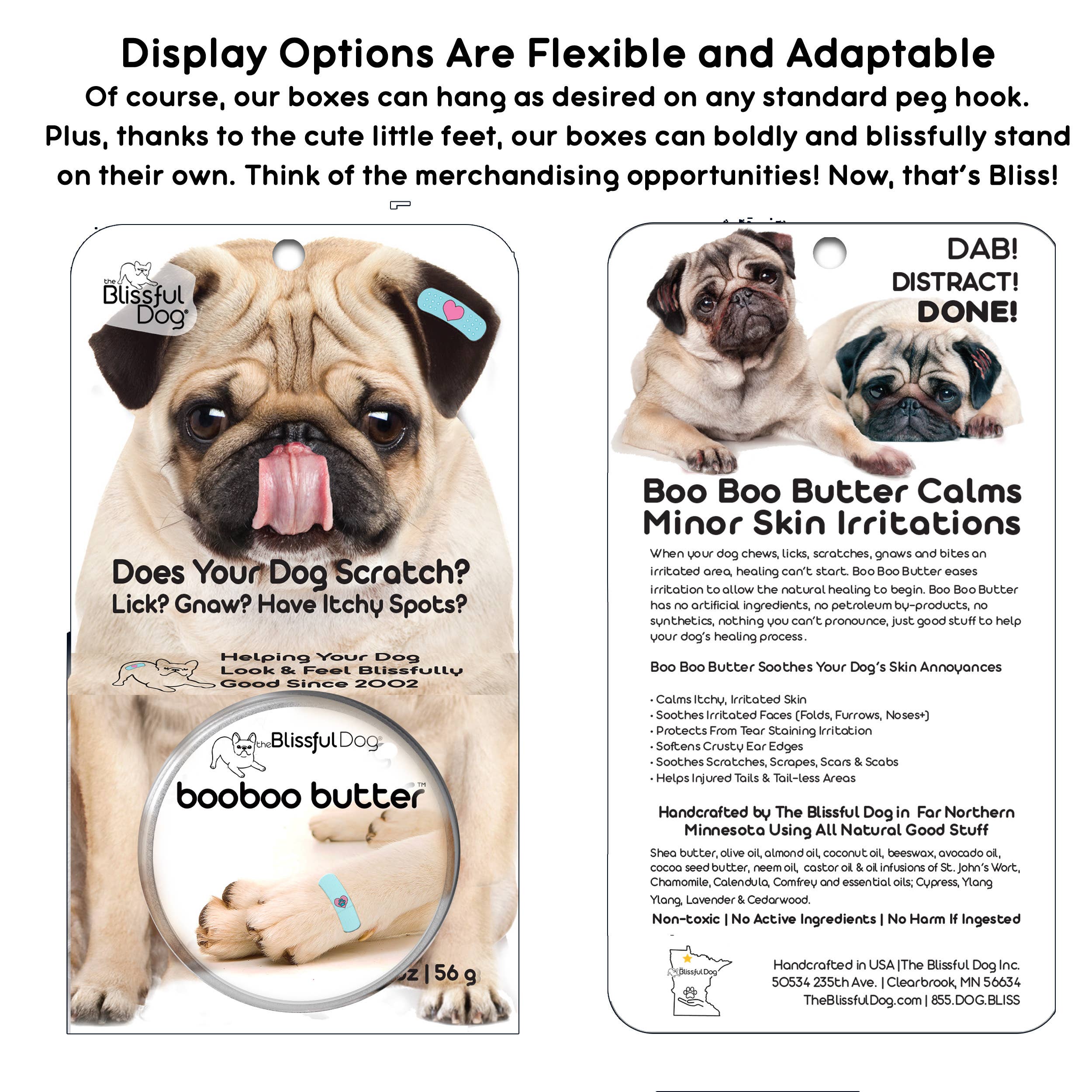 The Blissful Dog – wholesale Pet grooming aid – Dog – Hanging Boxes of Bliss Combo 1 - 24-2oz Tins in Boxes5