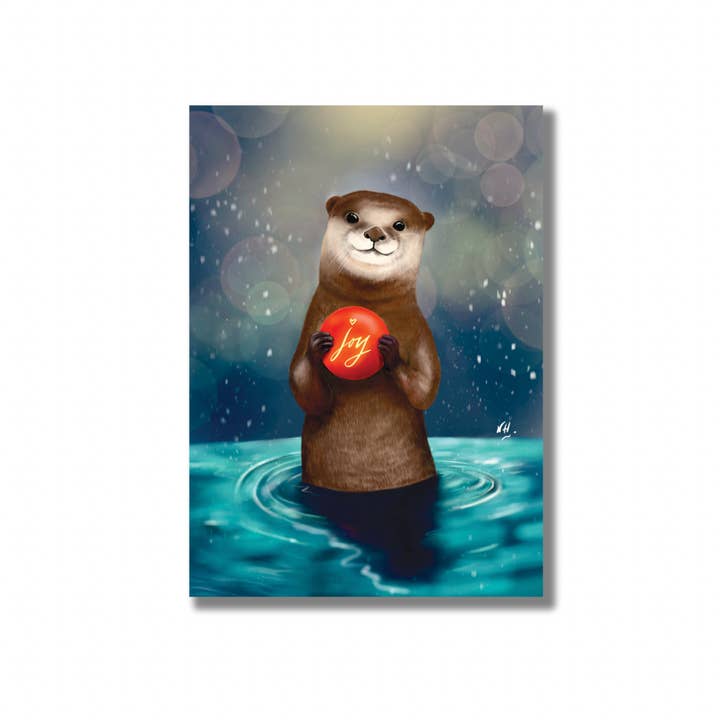 Joy Like No Otter... Illustration, carte de vœux, vacances pour la vente par Moments Have You Cards