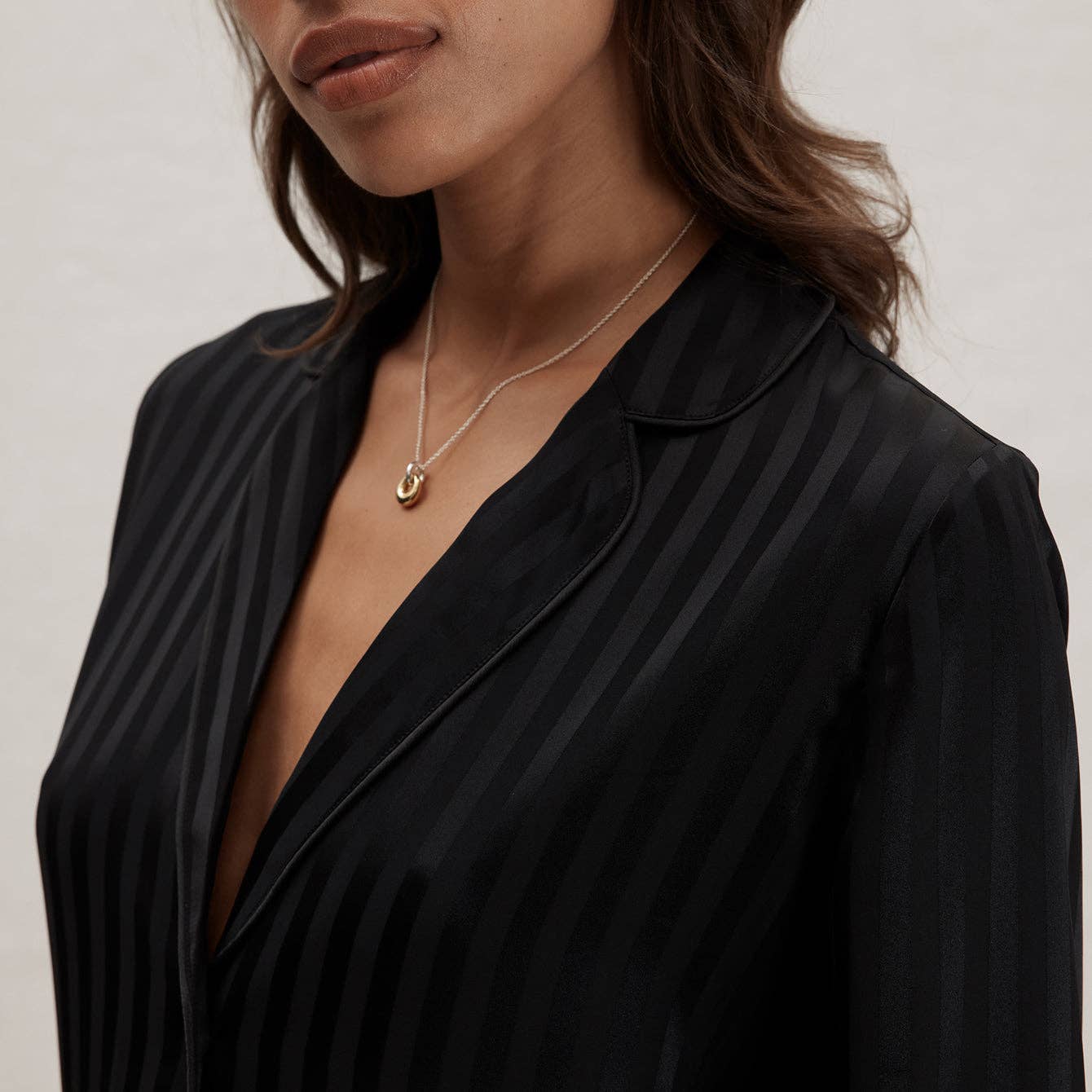 Silk Striped Jacquard Tuxedo Pajama Set for wholesale on Faire1