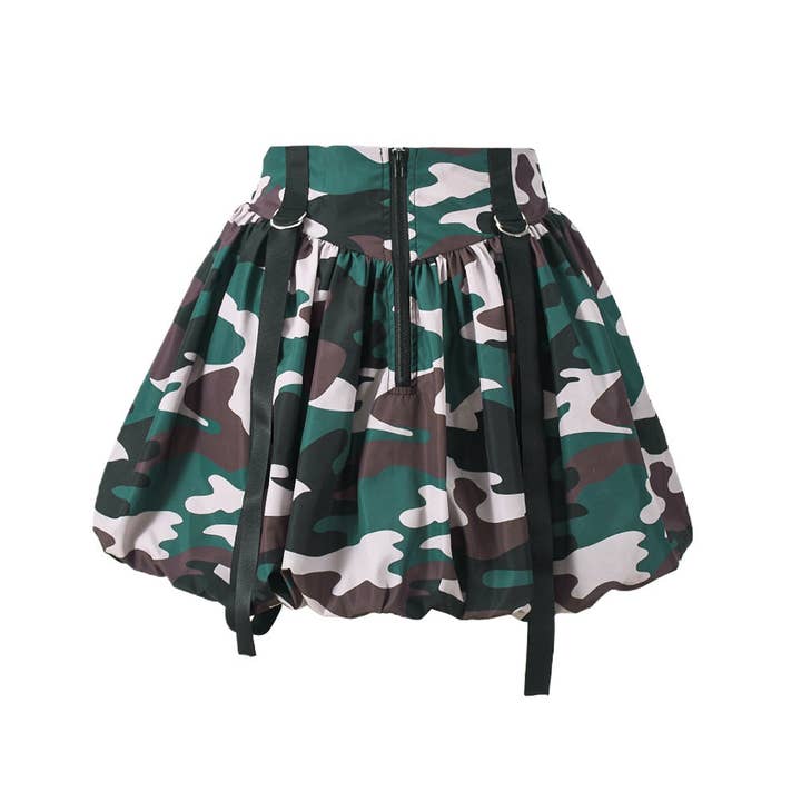 Women Fashion Casual Camouflage Pleated Zipper Skirt for wholesale on Faire