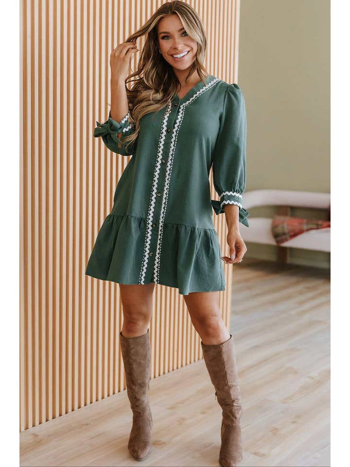 Canton Contrast Trim Sleeve Mini Dress for wholesale on Faire8