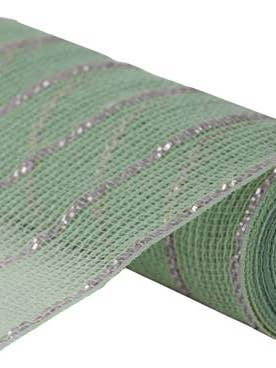 10.25"X10YD POLY/FAUX JUTE/MATTE MESH - SAGE GREEN/SILVER - RY8329W6 for wholesale by General Wholesale Inc