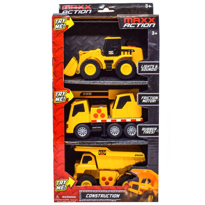 Maxx Action Lights & Sounds Mini Construction Vehicles Toy for wholesale by Variety Distributors