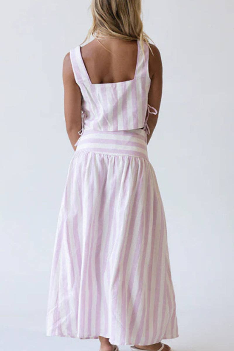 Mccolin - Vendita all'ingrosso Completo top e gonna - Donna - Completo a righe con gonna a due pezzi5