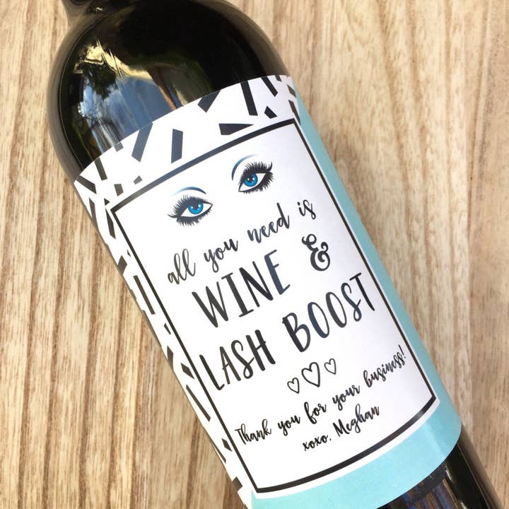 Paprika Paperie - Venta al por mayor Etiquetas de regalos - Etiqueta de vino Rodan and Fields Lash Boost, Lash Bash, pegatinas Rodan + Fields, fiesta de lanzamiento de producto, vino Rf, regalo para clientes, favores de eventos