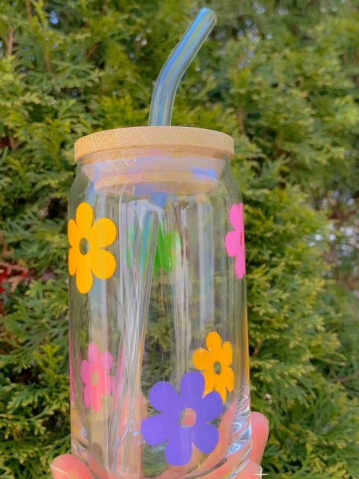 Vidro de lata de flor retrô por atacado de Pink pretty designs