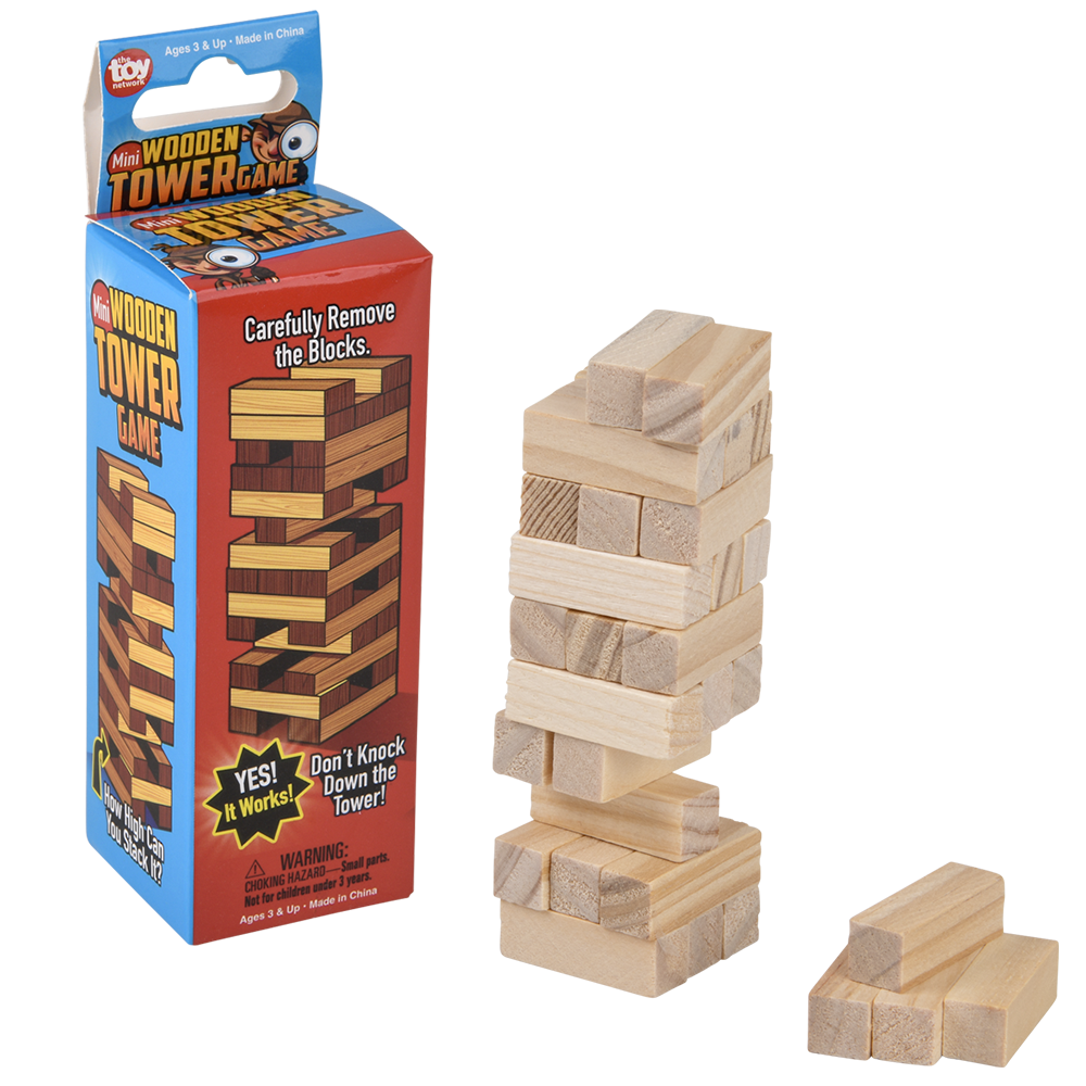 The Toy Network - Wholesale Board Game - (T) MINI WOODEN TOWER GAME 4"0