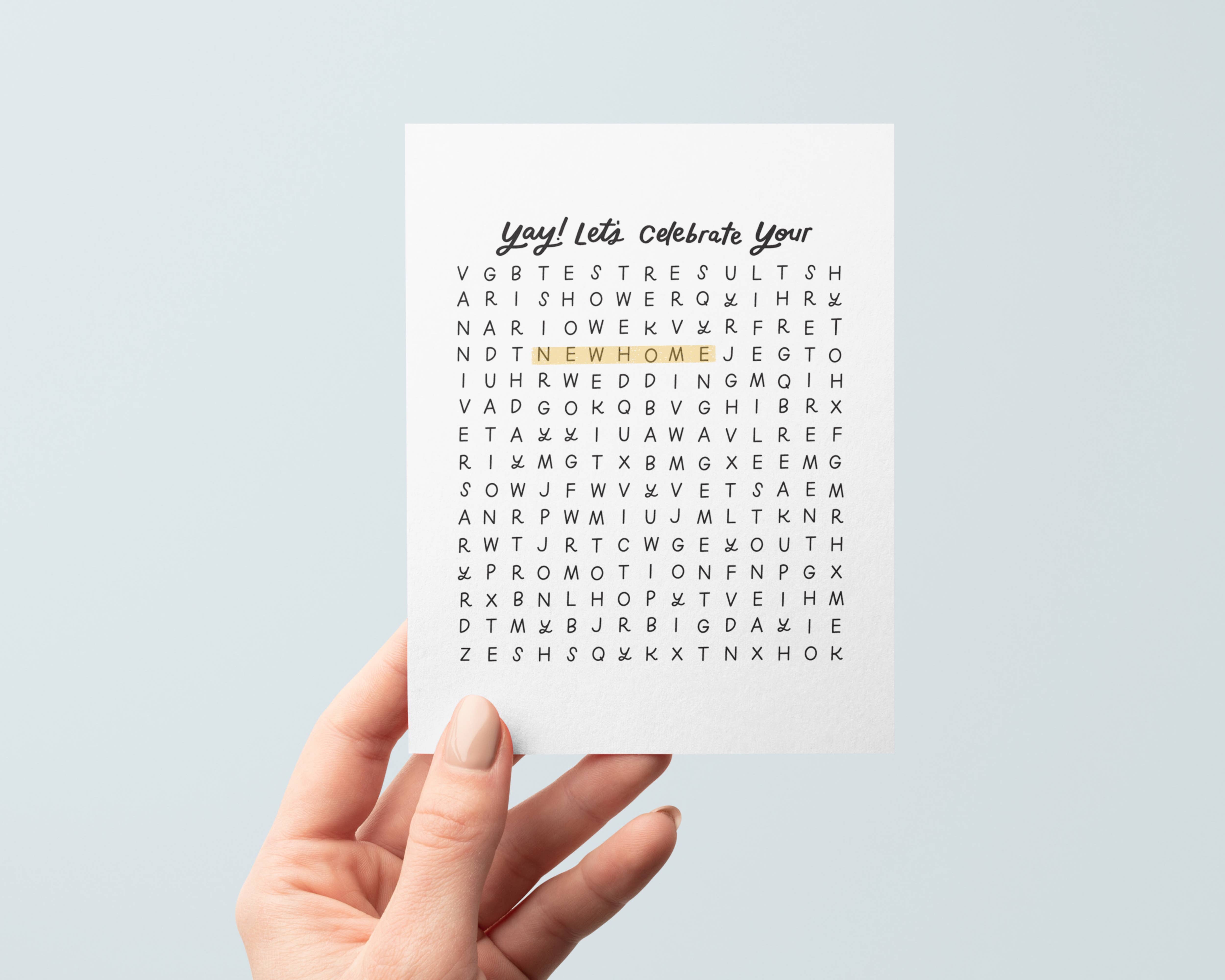 Just Follow Your Art - Wholesale Congratulations Card - Let's Celebrate Wordsearch Card | Interactive Card Congrats4