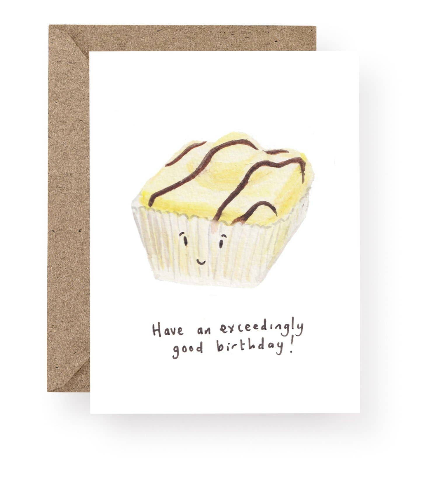 Western Sketch – wholesale Birthday card – WS211 Yellow French Fancy Cake Birthday Card1