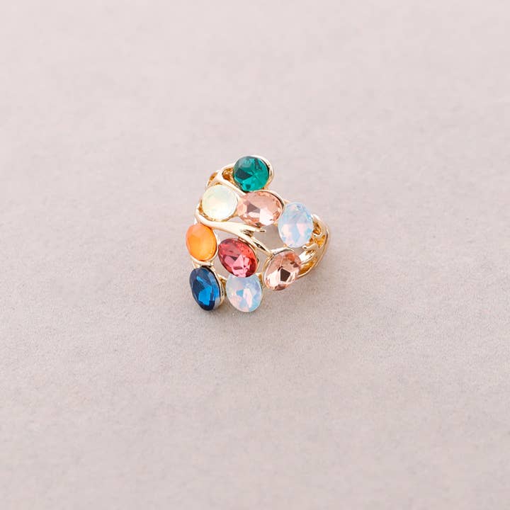 Sonata - Wholesale Multi-Stone Ring - Crystal Metal Elastic Ring