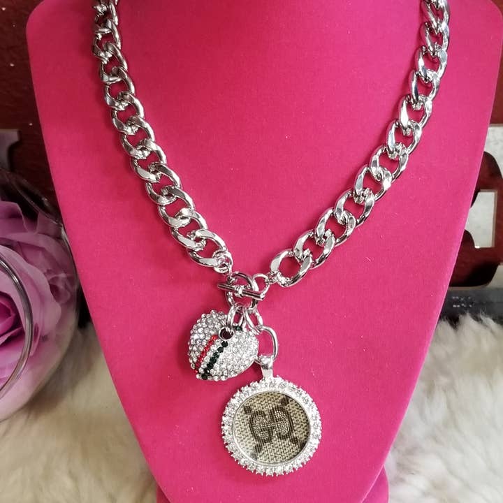 Upcycled GG heart necklace for wholesale by Upcycled Always & Forever accessories