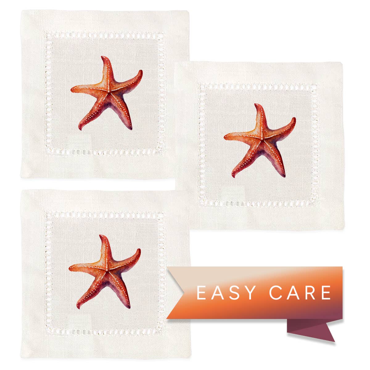 Jolitee - Wholesale Dinner & Cloth Napkin - Starfish Hemstitch Napkins2