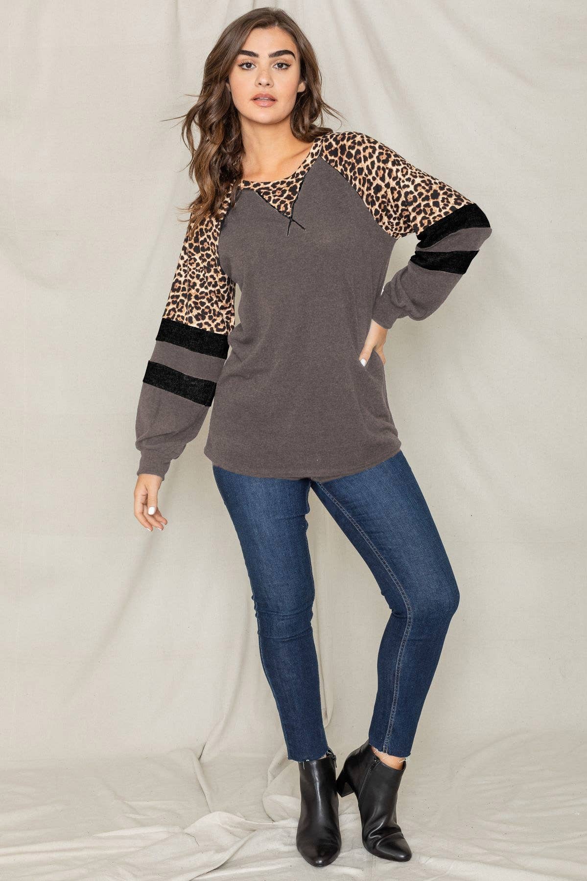 EG fashion - Vente Tunique – femme - Tunique léopard à blocs de couleurs V-Stich5