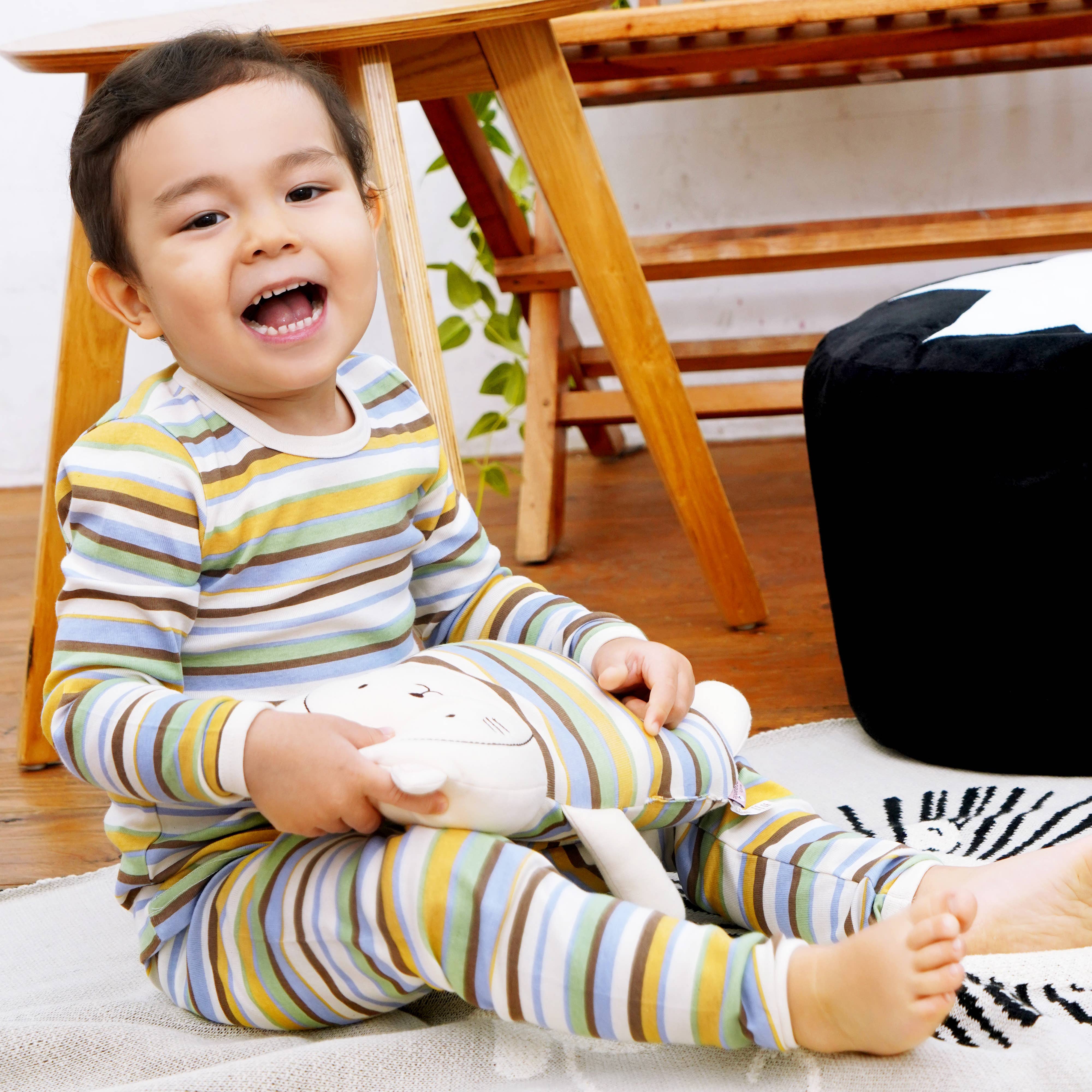 WithOrganic - Wholesale Sleepwear Set - Kids - Organic Pajama Set with Matching Security Doll - Dino Stripe4