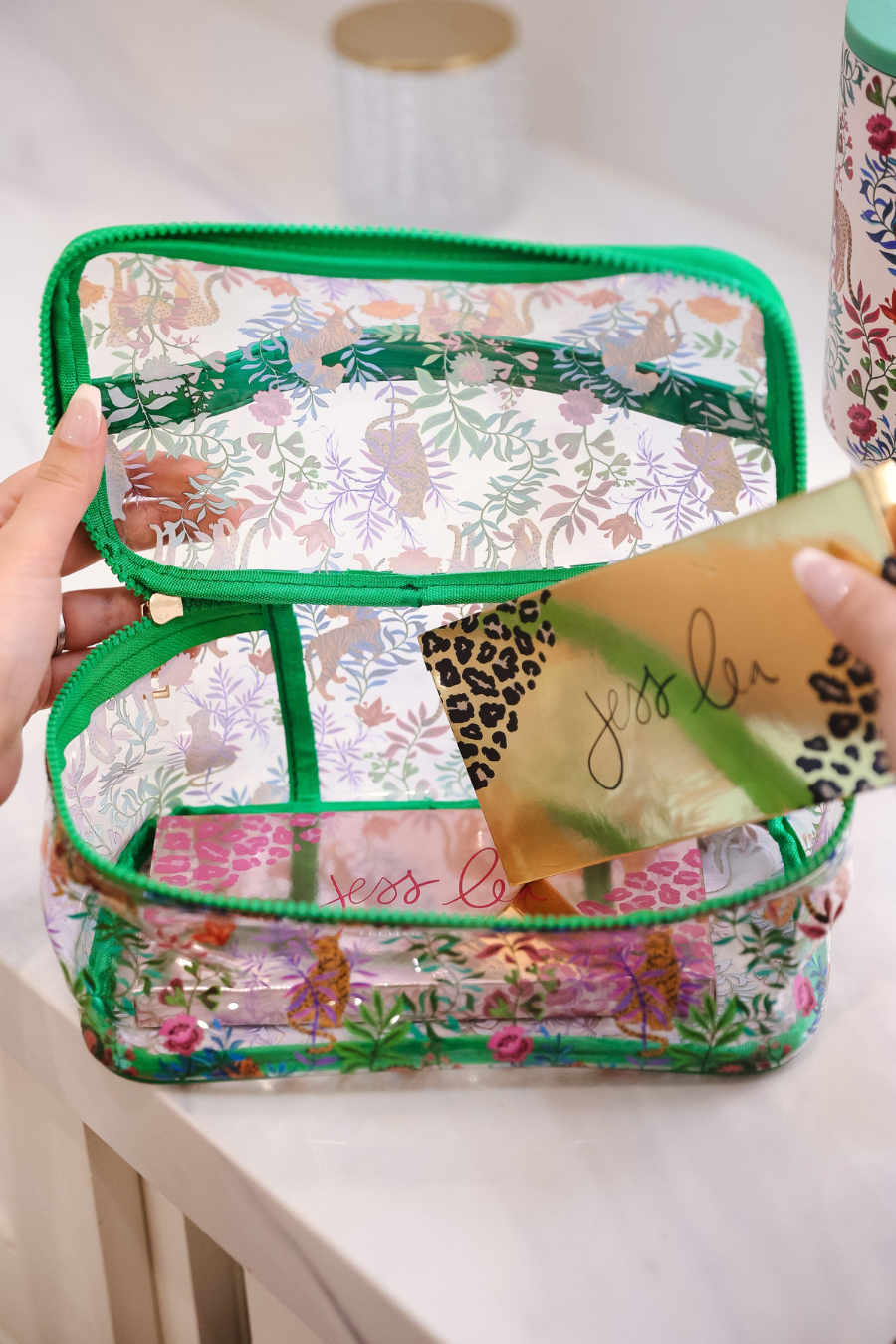Clear Multi Voyager Zip Bag- Jungle Oasis for wholesale on Faire1