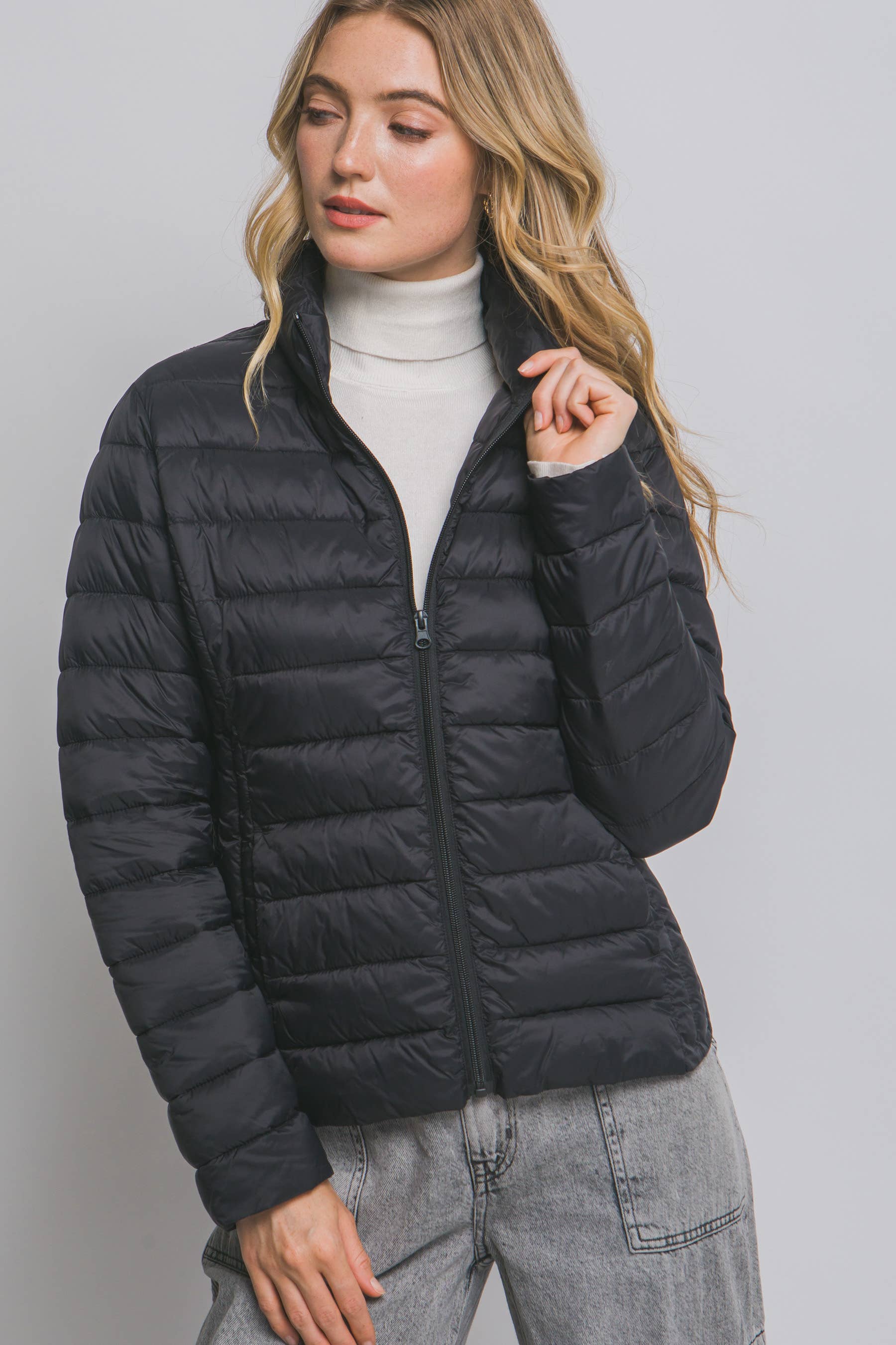Peace Love Line - Wholesale Puffer Jacket - Women's - PL4300 - LT WEIGHT LONG SLEEVE PUFFER JACKET1