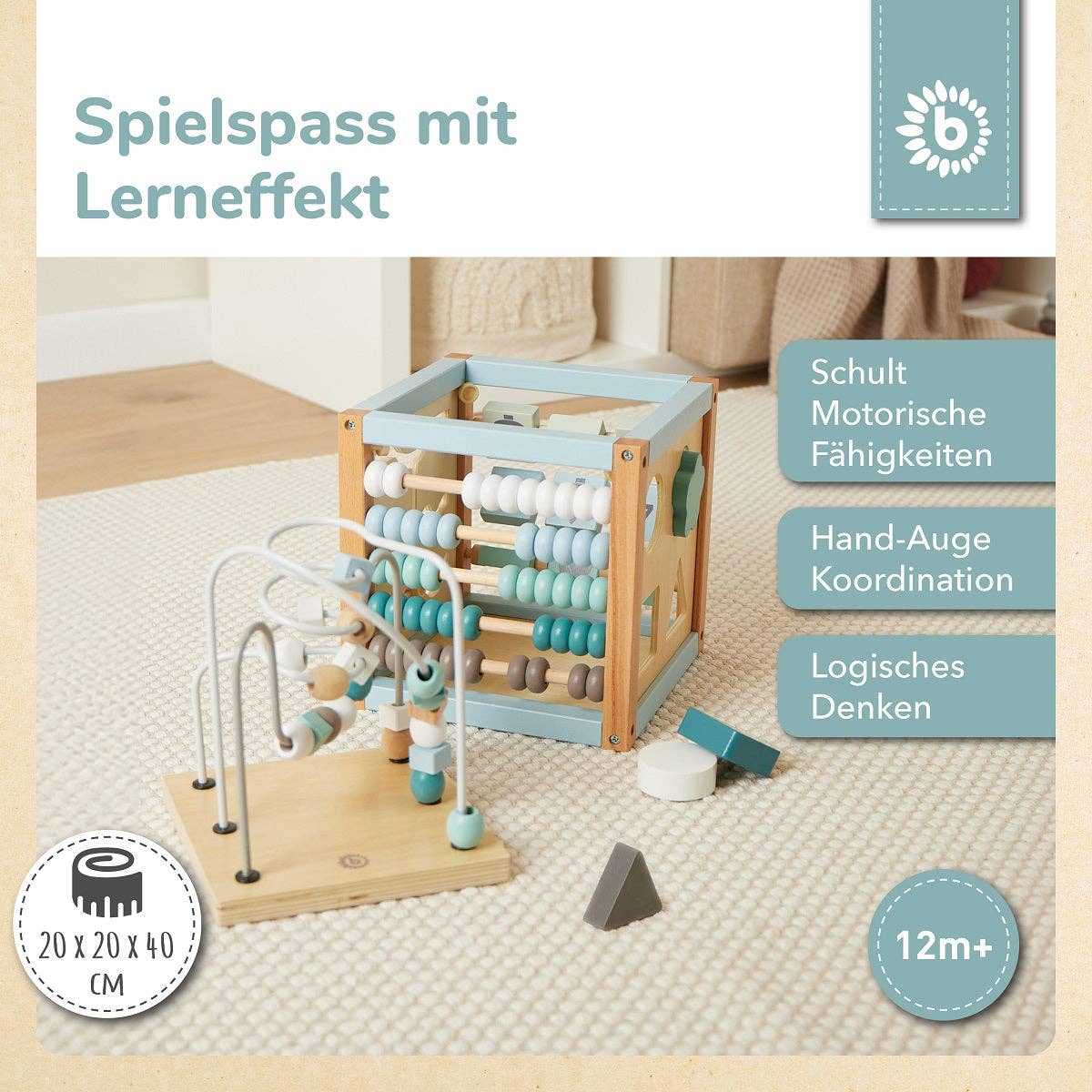 Bieco Spielwaren - Wholesale Wood Toy - Kids - Motor skills cube forest animals wood FSC®3