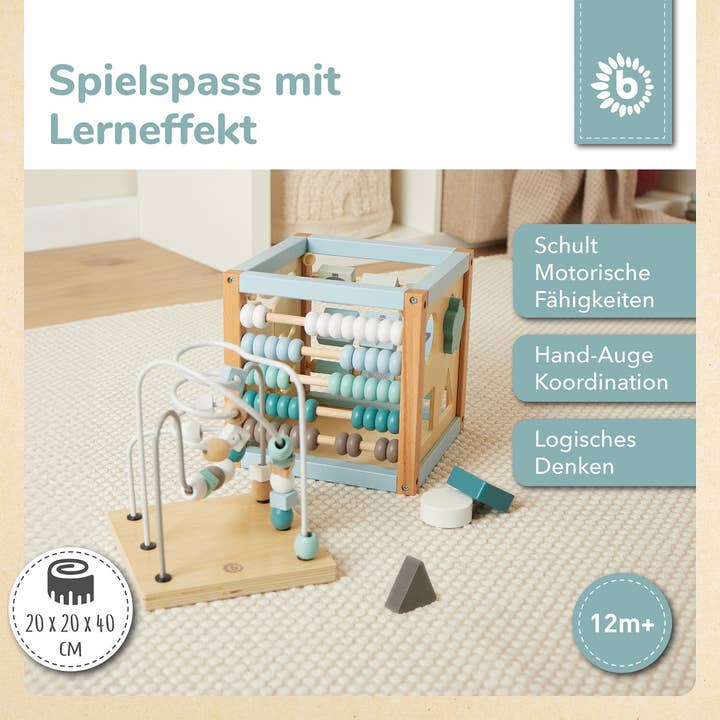 Bieco Spielwaren - Wholesale Wood Toy - Kids - Motor skills cube forest animals wood FSC®3