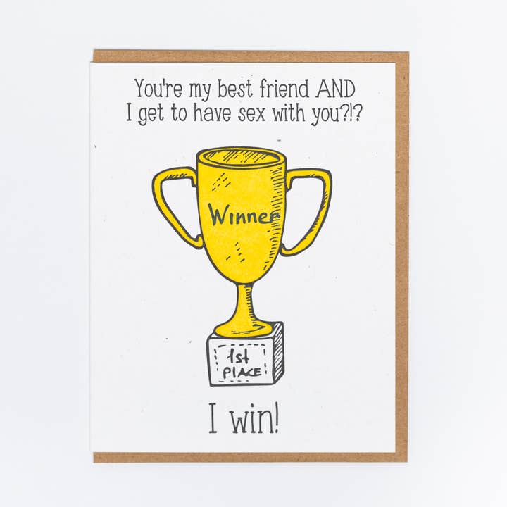 Carte de vœux I Win pour la vente par Lady Pilot Letterpress