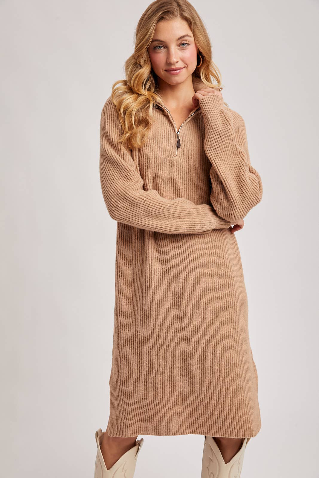 Bluivy - Wholesale Dress - Women's - QUARTER ZIP SWEATER DRESS36