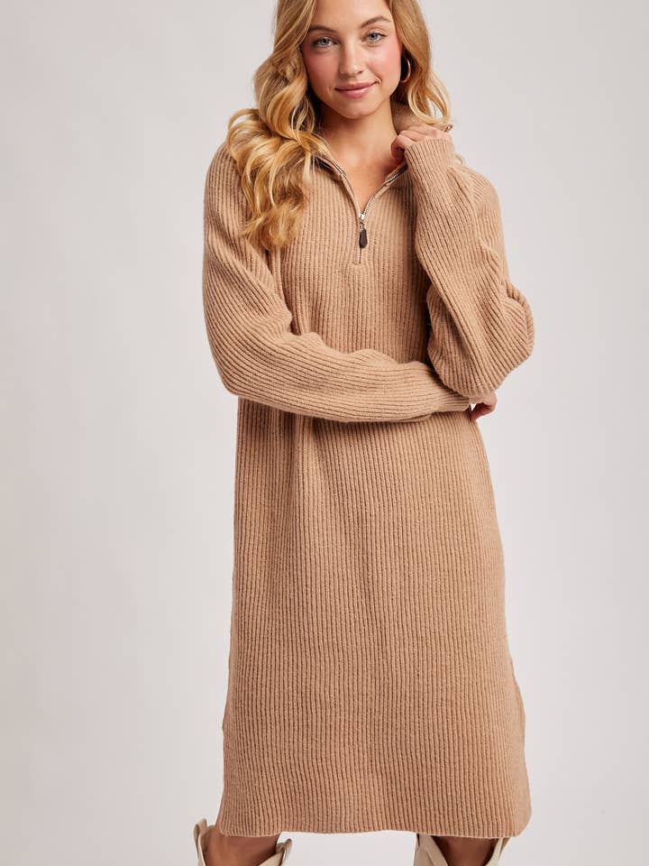 Bluivy - Wholesale Dress - Women's - QUARTER ZIP SWEATER DRESS36