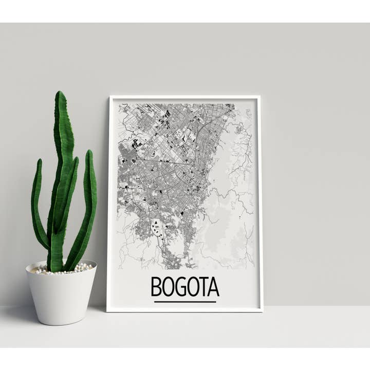 Impresión de mapa de Bogotá, 20 x 25 cm, estilo Art Deco para venta al por mayor de ILIKEMAPS