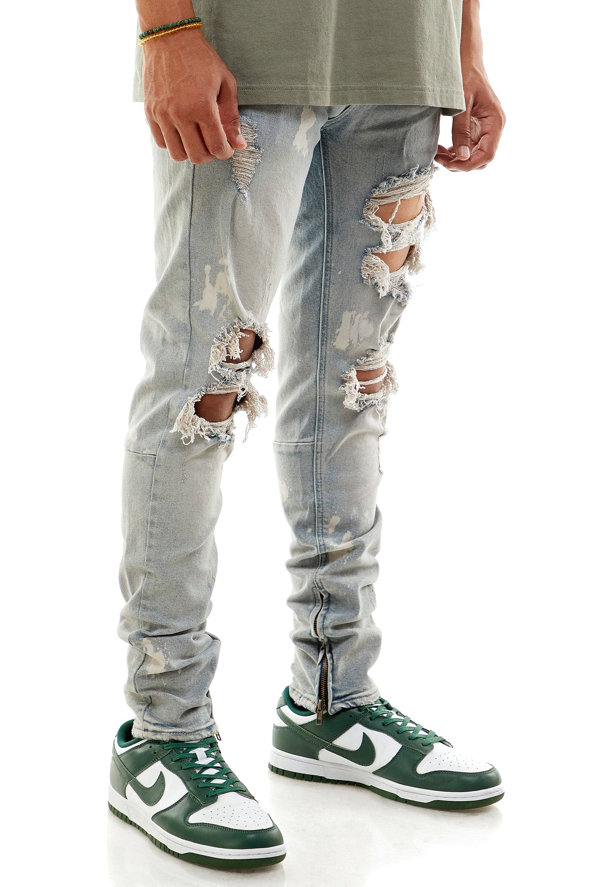 KDNK - Wholesale Jeans - Men's - BLEACHED ANKLE ZIP JEANS4