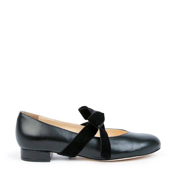 Black Ballet Flat + Black Velvet Marie Strap for wholesale by Alterre