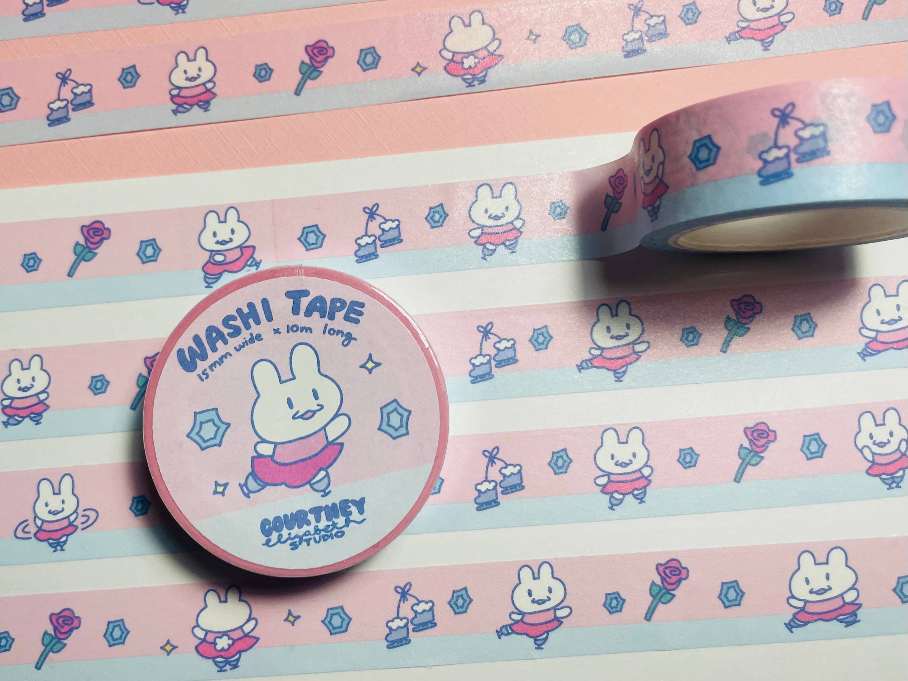 Courtney Elizabeth Studio - Wholesale Washi Tape - Gizmo Figure Skating Bunny Washi Tape - Rabbit On Ice2