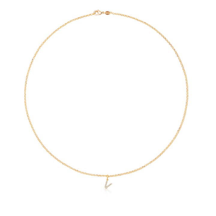 Vedhæng med bogstav i krystal, guldbelagt for engroshandel hos Destellos Mediterranean Jewels