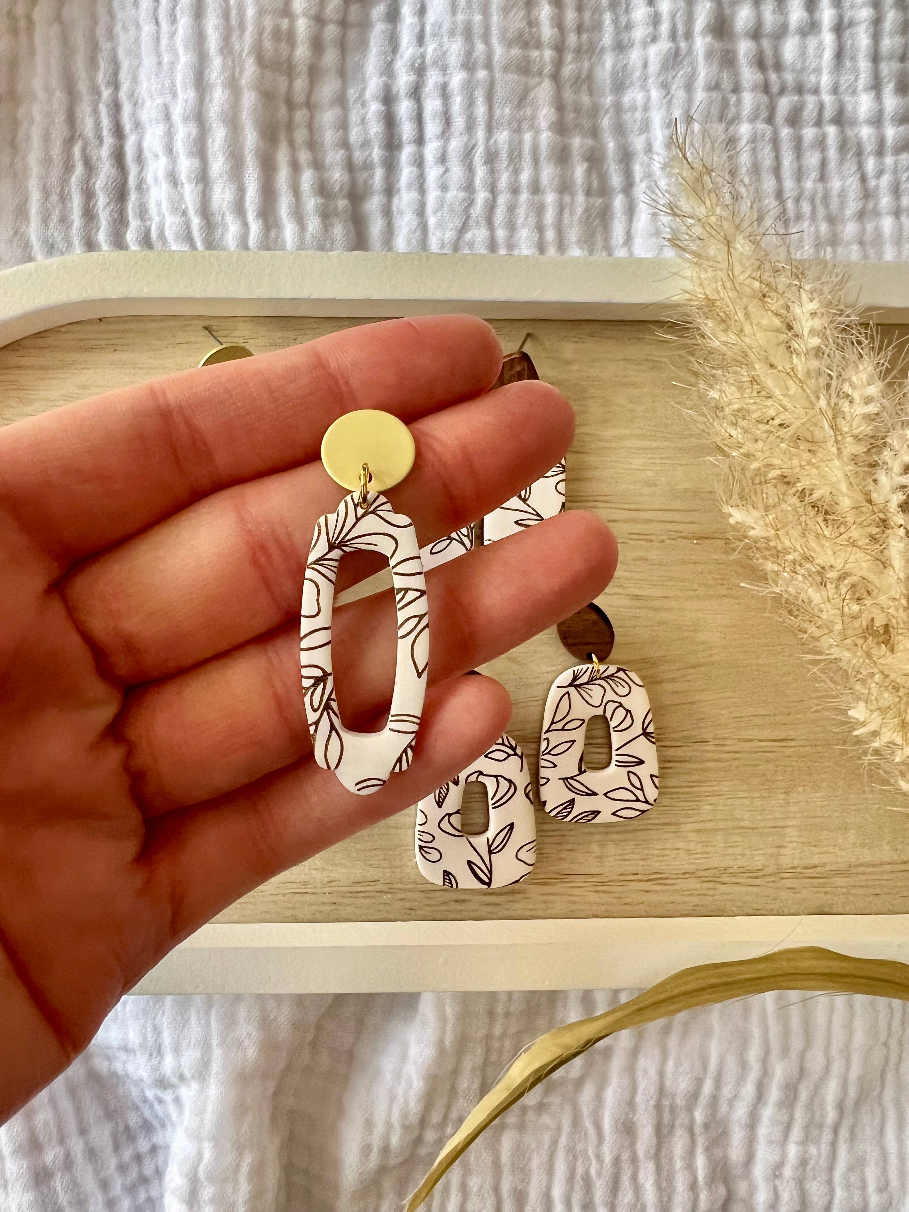 SeizeTheClayJewelry - Wholesale Dangle Earrings - Brown Floral Clay Earrings, Vine Clay Earrings0