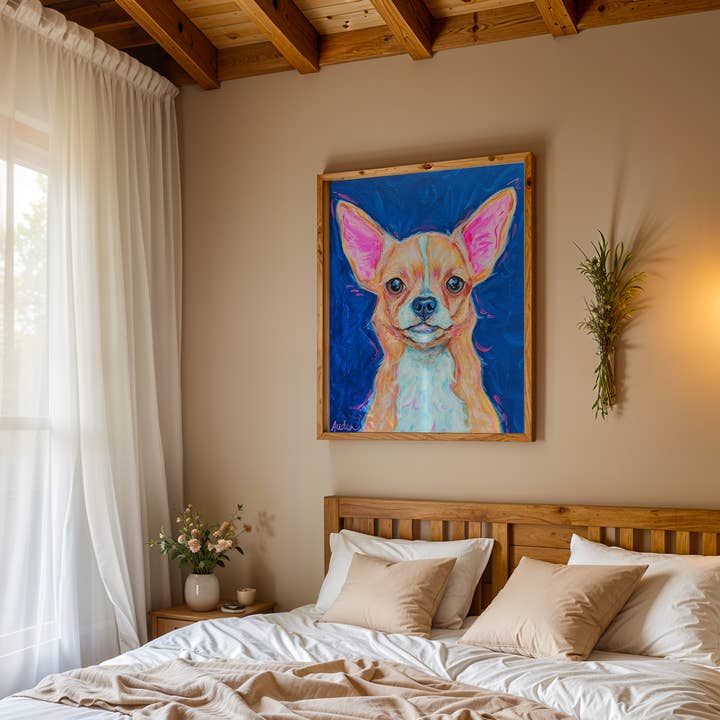 Audra Style - Wholesale Art Print - Chihuahua Dog Art Print, Pet Art, Maximalist Art, Dopamine Decor, Trendy Colorful Wall Poster