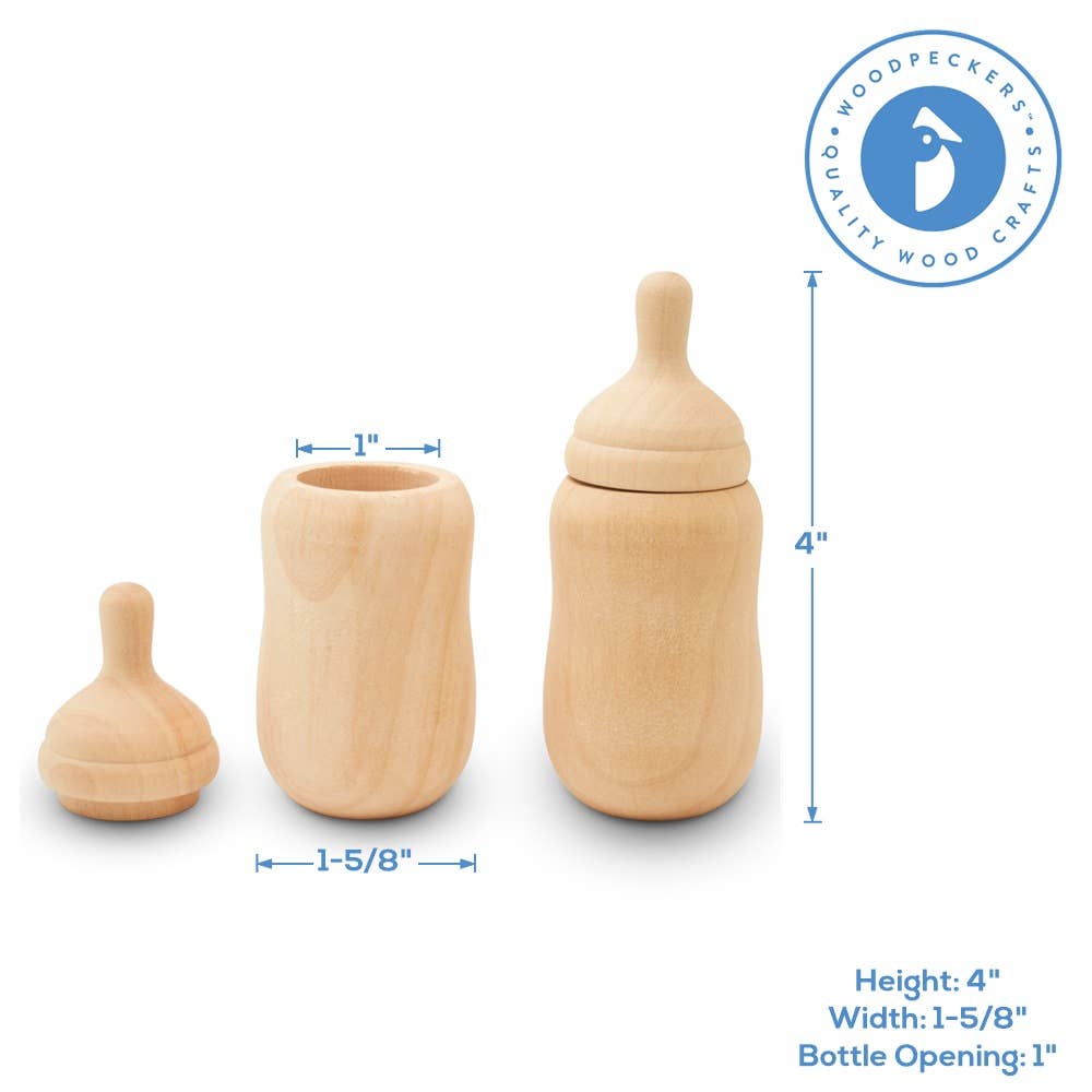 Woodpeckers Crafts - Vente Accessoire de poupée – enfant - Poupée en bois de 4" Bouteille4