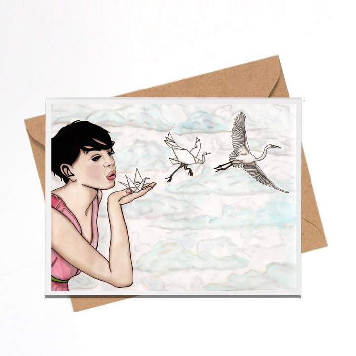 Carte-note « Paper Crane » faite à la main pour la vente par PinkPolish Design