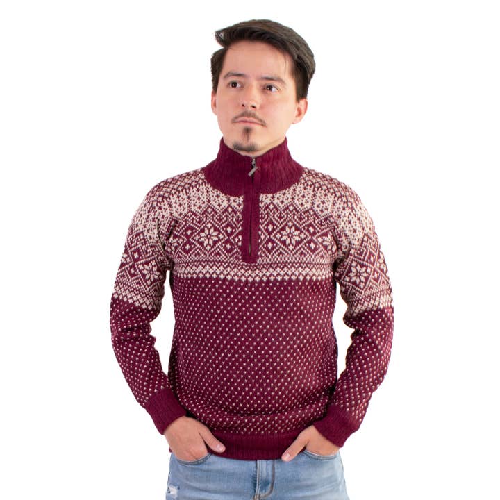 L.A.M Bolivia – Engroshandel Pullover - Herre – 100% Alpaca Trøje med Halv Lynlås La Paz